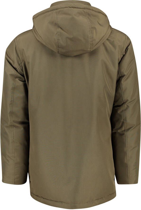 Hugo Boss winterjas groen normale fit effen rits + knoop