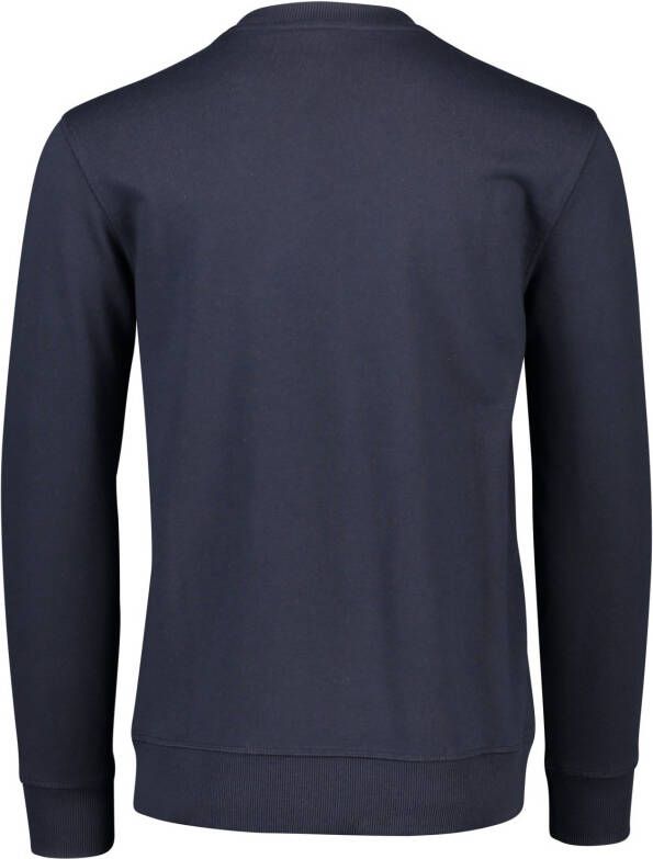 Hugo Boss sweater donkerblauw effen katoen ronde hals