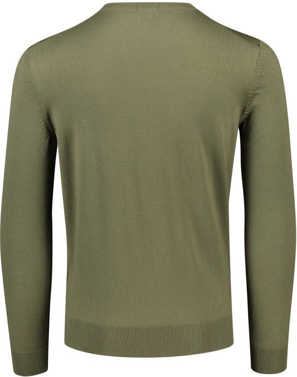 Hugo Boss trui Botto groen effen wol ronde hals