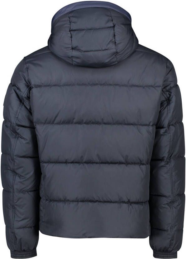 Hugo Boss winterjas donkerblauw normale fit effen rits + knoop