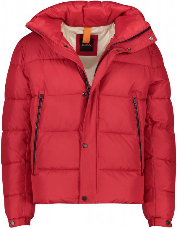 Hugo Boss winterjas rood normale fit effen rits + knoop