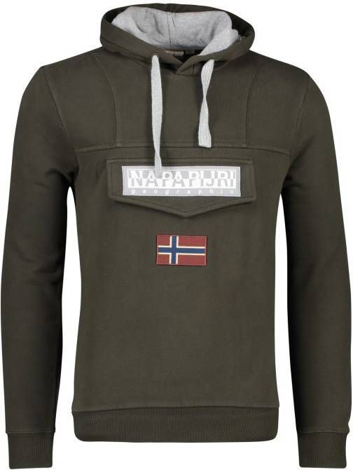 Napapijri hoodie met logo en patches groen Jassenshoponline.nl Napapijri sweater trui capuchon groen