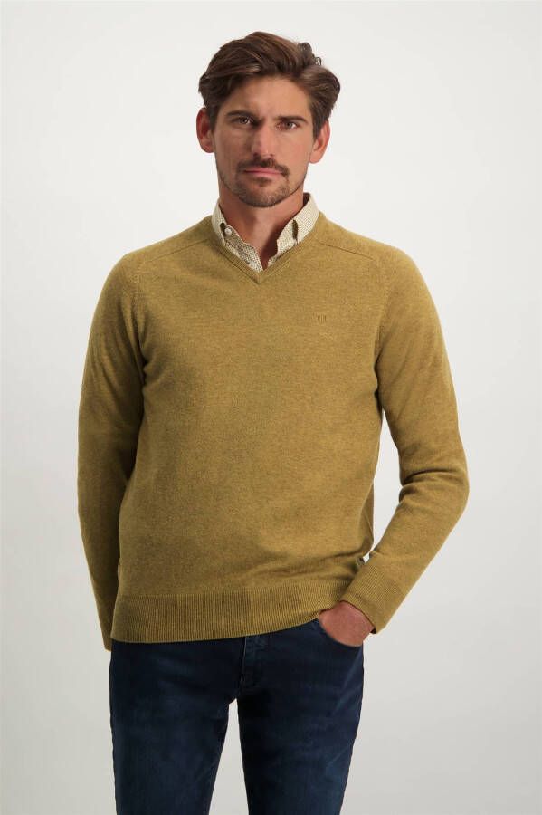 State of Art trui geel effen wol v hals