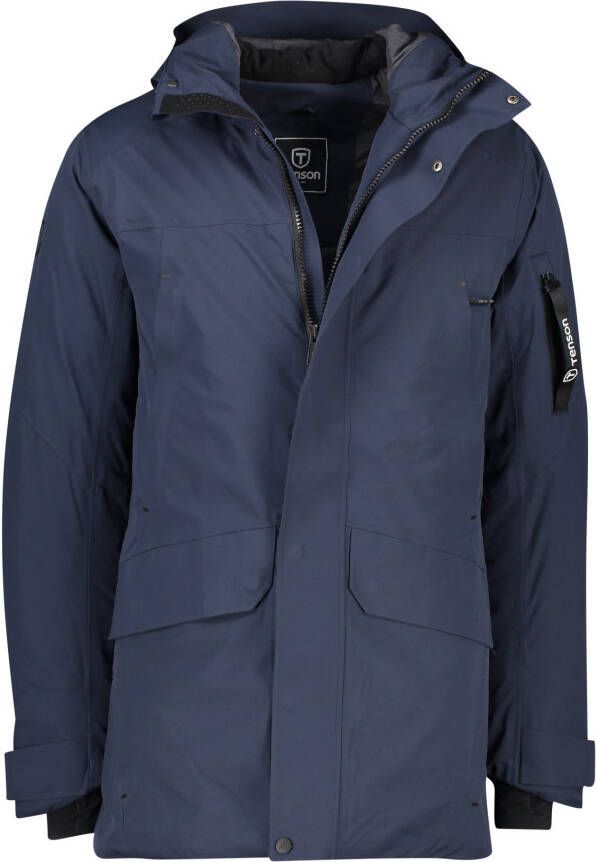 Tenson winterjas donkerblauw normale fit effen rits + knoop