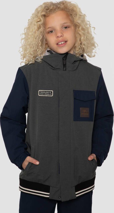 Protest ski jack Newn jr donkergroen/donkerblauw/grijs