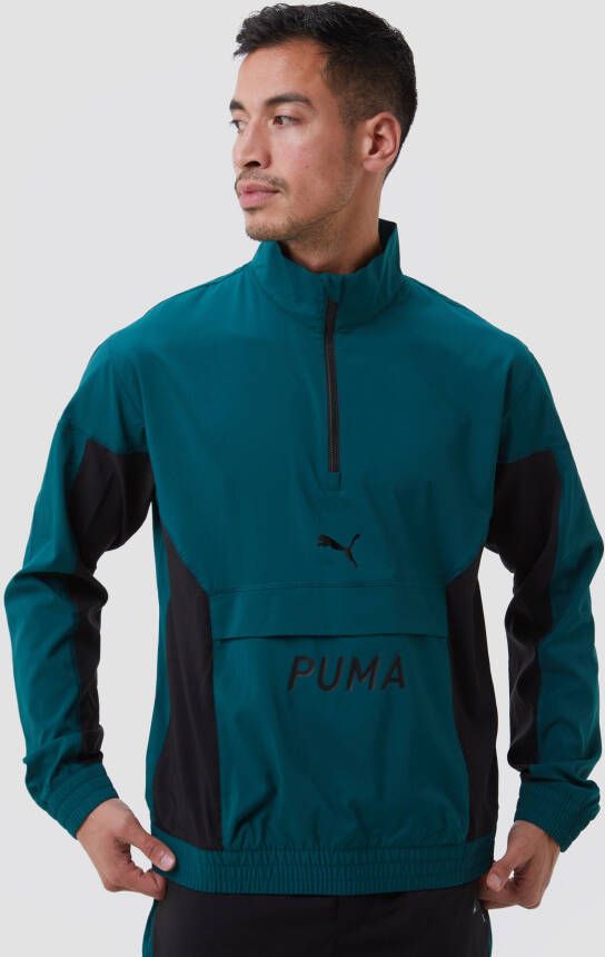 Puma fit woven half zip sportjas groen heren