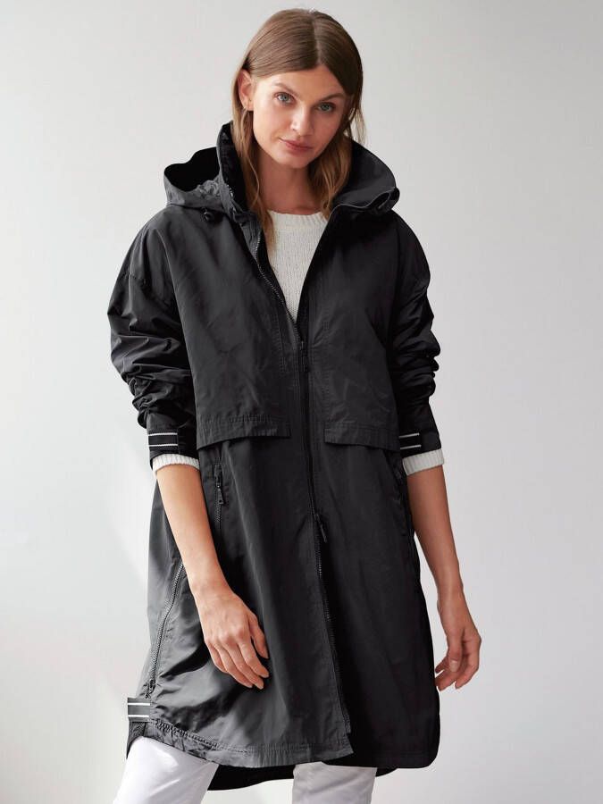 Basler Korte jas afritsbare capuchon zwart