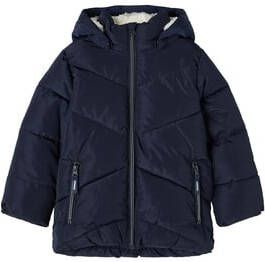 NAME IT MINI gewatteerde winterjas NMFMAKE van gerecycled polyester donkerblauw