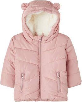 NAME IT BABY gewatteerde winterjas NBFMAKE van gerecycled polyester roze