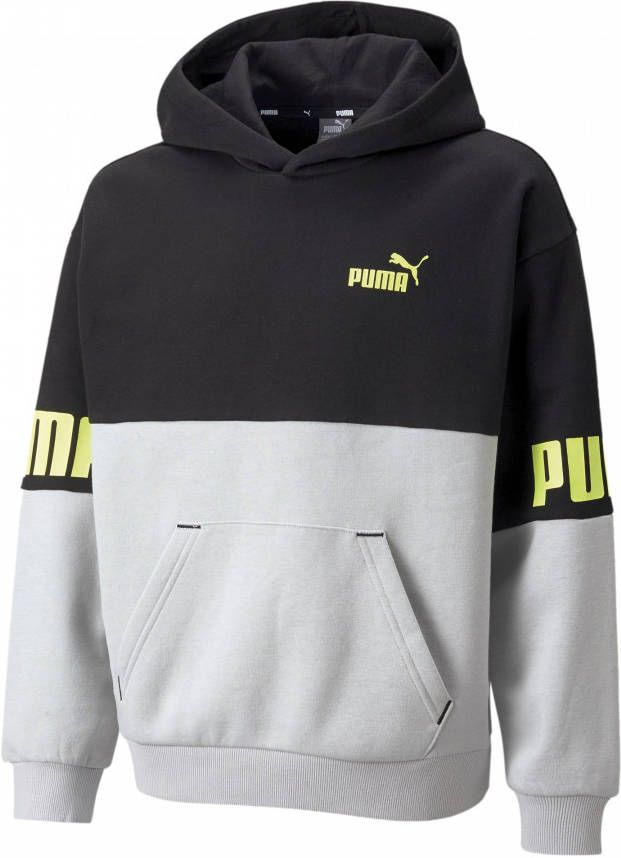 PUMA Power Fleece Hoodie Kids Lichtgrijs Zwart