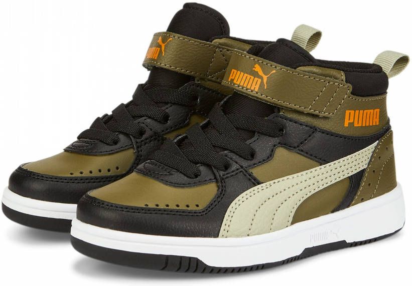 Puma rebound joy mid sneakers zwart/groen kinderen