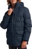 Superdry winterjas donkerblauw normale fit effen rits + knoop online kopen