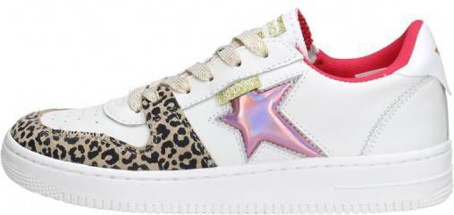 Vingino Lotte leren sneakers wit/panterprint