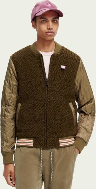 Scotch & Soda Bouclé bomberjack met doorgestikte mouwen