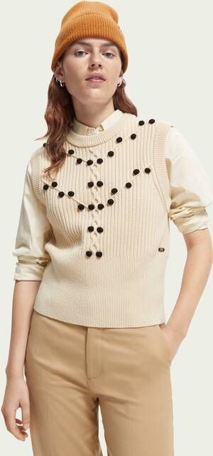 Scotch & Soda Gebreide spencer met bobbeldetails van een wolmix