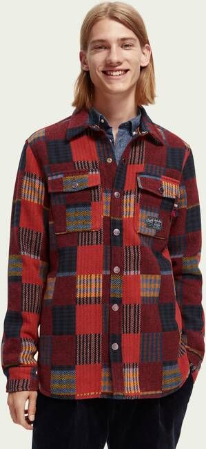 Scotch & Soda Rode Overshirt Jacquard Patchwork check Overshirt
