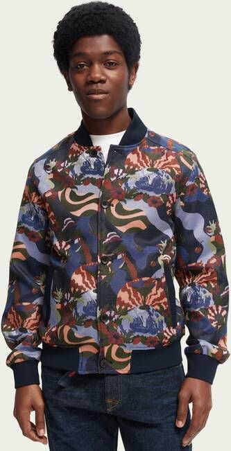 Scotch & Soda Bomberjack met steekzakken en print