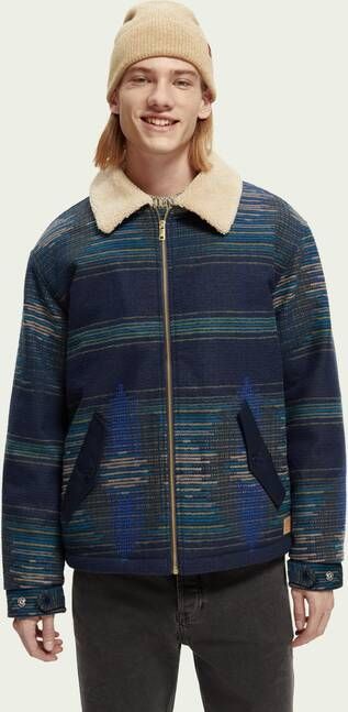 Scotch & Soda Jacquard bomberjack met teddy voering