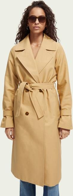 Scotch & Soda Double breasted trenchcoat met ceintuur