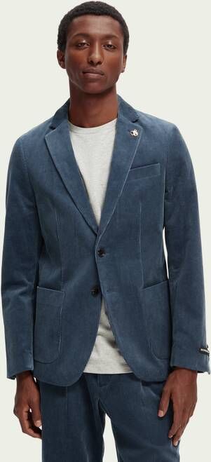 Scotch & Soda Blauwe Colbert Corduroy Single breasted Blazer