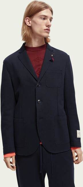 Scotch & Soda Regular fit colbert van jersey met opgestikte zakken