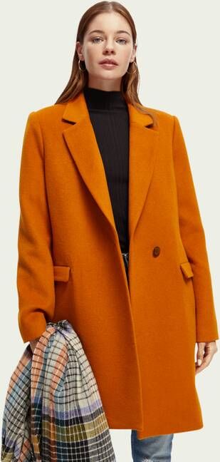 Scotch & Soda Single breasted maatwerkmantel van een wolmix