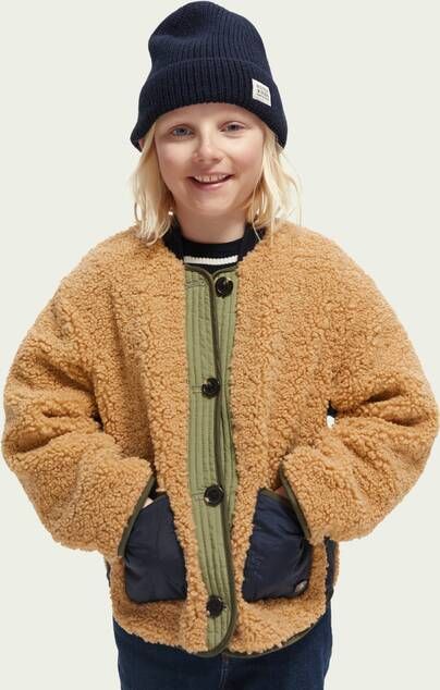 Scotch & Soda Gewatteerde jas van teddy met opgestikte zakken