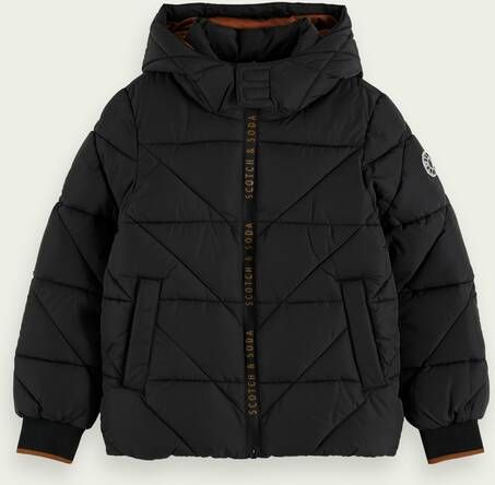 Scotch & Soda Waterafstotende gewatteerde jas met afneembare capuchon