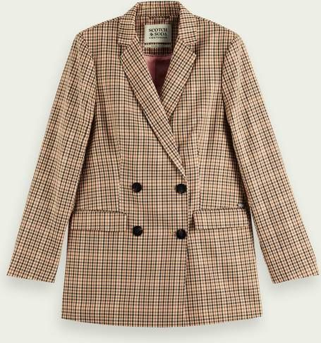 Scotch & Soda Multi Blazer Double Breasted Tailored Blazer In Yarn Dye Check