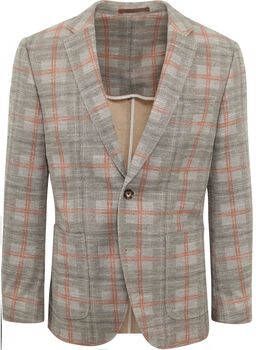 Suitable Blazer Respect Colbert Fame Jersey Ruit Flex Bruin