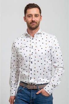 Suitable Windjack Overhemd Stippen Wit