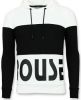 Sweater Enos Hoodie Slim Fit Striped Sweater Black And White - online kopen