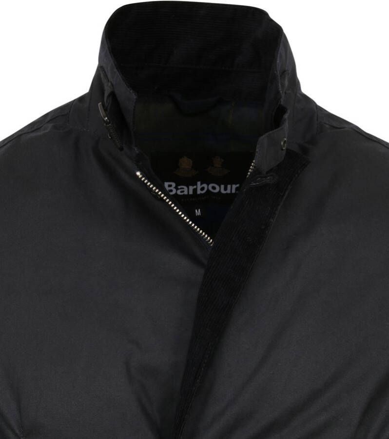 Barbour Lutz Wax Jas Navy , Zwart, Heren