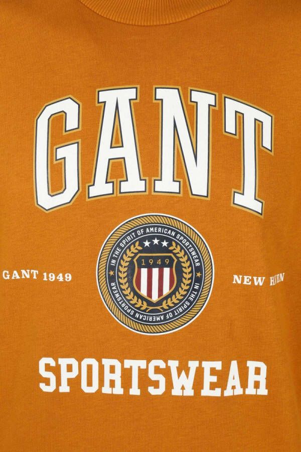 Gant Sweater O Hals Okergeel , Oranje, Heren