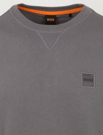 Hugo Boss sweater Westart grijs effen katoen ronde hals