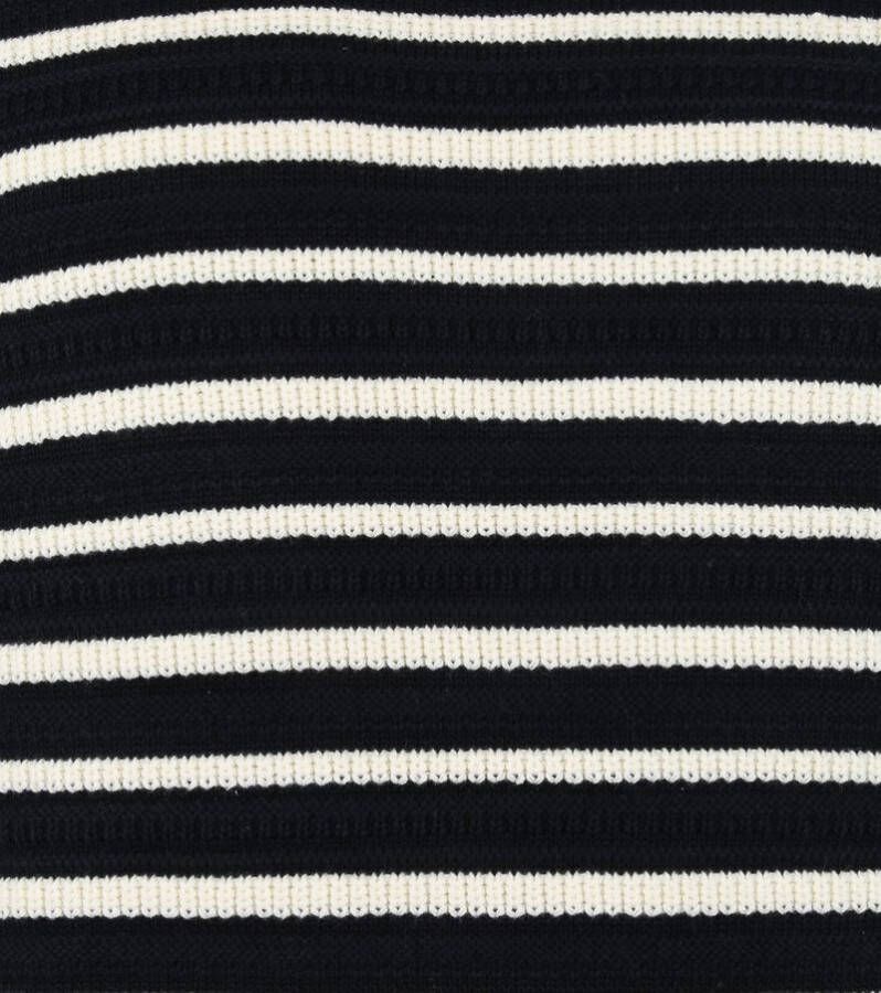 Scotch and Soda Truien Striped structure knitted cotton pullover in Organic Cotton Blauw