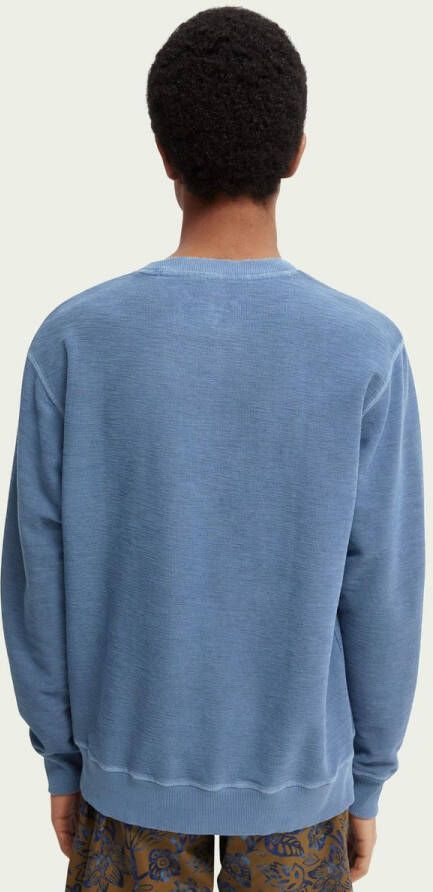 Scotch & Soda Blauwe Sweater Garment dyed Interlock Felpa Sweatshirt