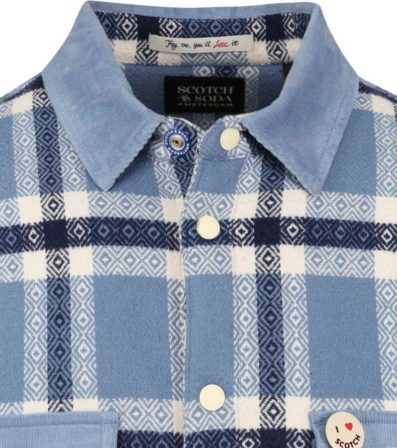Scotch & Soda Flanellen shirt met teddybeer binnenin , Blauw, Heren