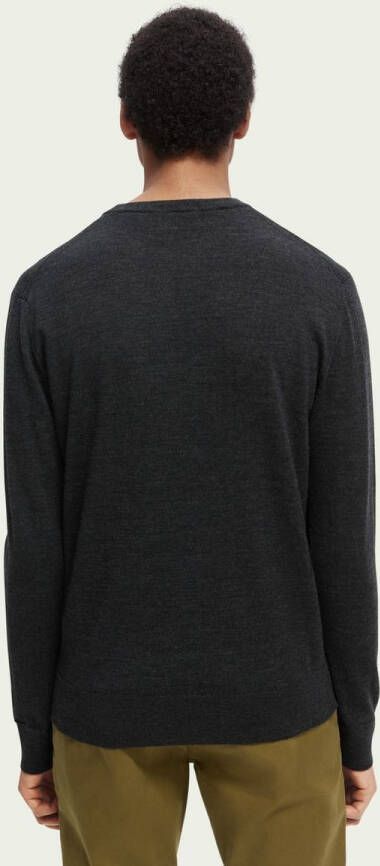 Scotch & Soda fijngebreide trui van merinowol graphite melange