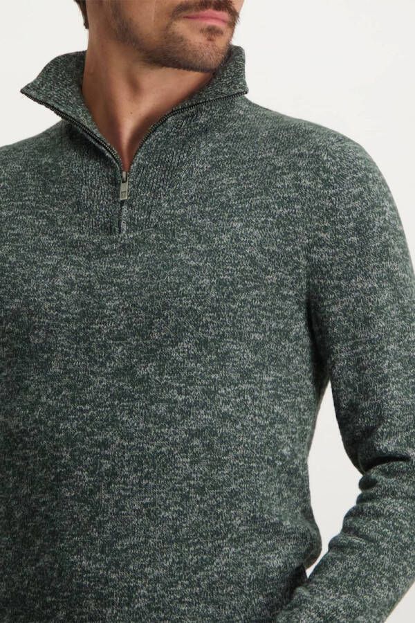 State of Art trui donkergroen uni katoen opstaande kraag