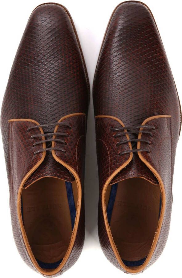 Suitable Leren Herenschoen Derby Print Bruin