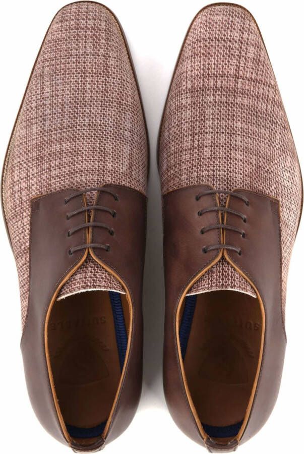Suitable Leren Herenschoen Derby Print Mid Bruin