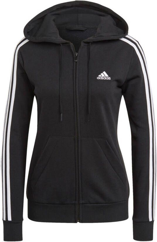 Adidas Essentials French Terry 3 Stripes Full Zip hooded sweatshirt , Zwart, Dames