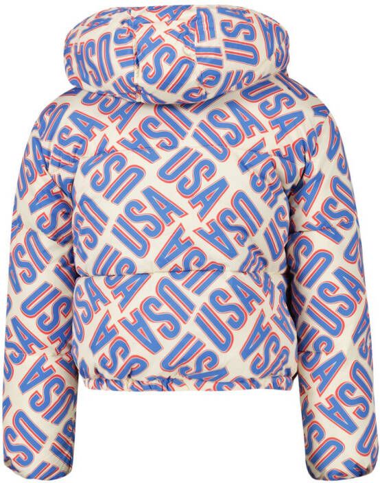 America Today Julia gewatteerde puffer jack met print
