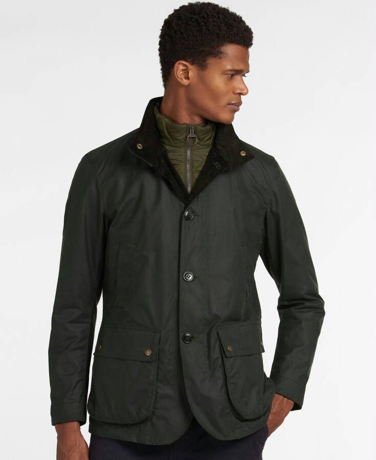 Barbour winterjas groen normale fit katoen effen rits + knoop