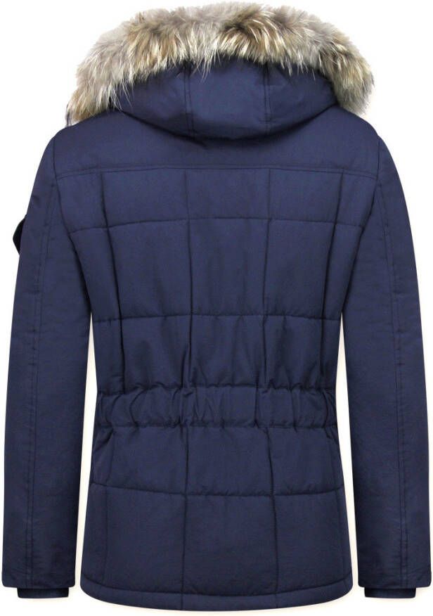 Parka Jas Beluomo Bontjassen Winterjas Lang Grote Bontkraag Parka Ruiten -