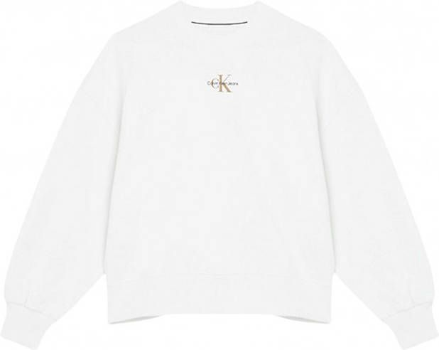 Calvin Klein Monogram Logo Sweater Ecru J20J220433 YBI , Wit, Dames