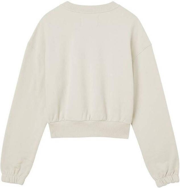 Calvin Klein Creme Sweater Two Tone Monogram Crop Crew Neck
