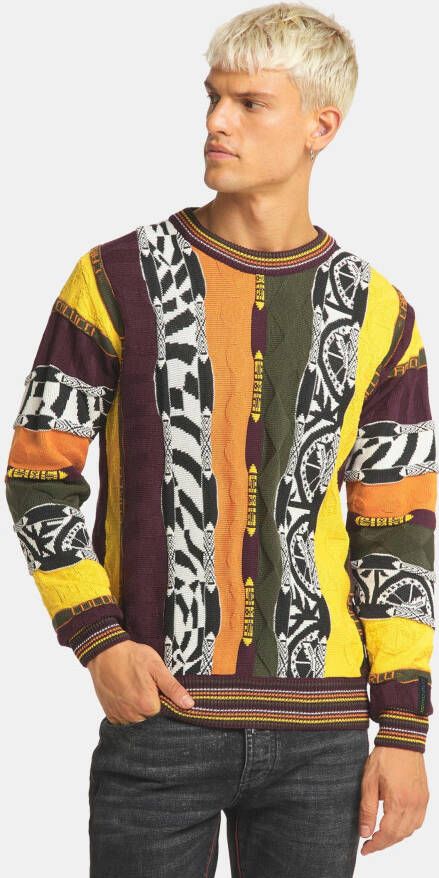 carlo colucci Sweater C9925 Bordeaux , Geel, Heren