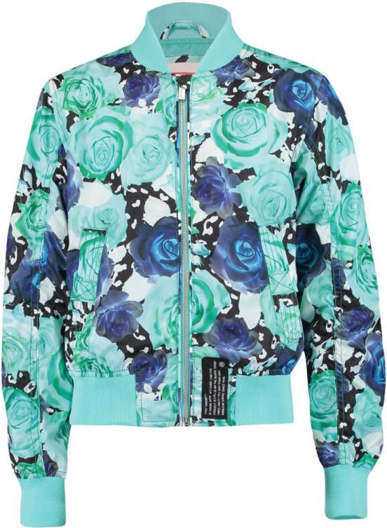 CoolCat Junior gebloemd bomberjack Janu CG blauw